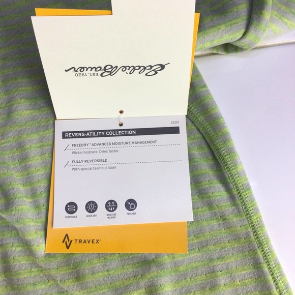 Eddie Bauer | Neon Green Gray Reversible FreeDry Striped Space Dye Shirt M - Picture 8 of 10